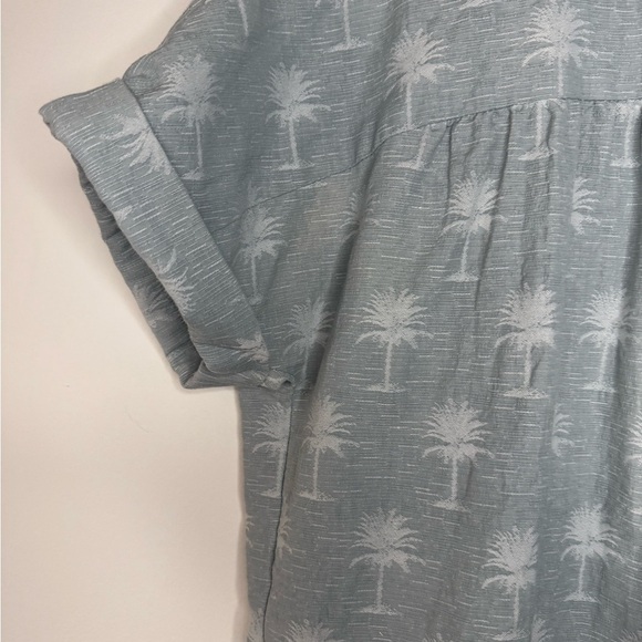 ZARA Blue Palm Tree Button-Up Shirt | Size M - Picture 9 of 14
